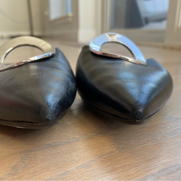 Proenza Schouler Black Leather Mules with Silver Buckle - Picture 2 of 5